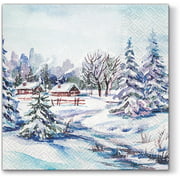 Winter Snowy Village Landscape 40pcs - Christmas Paper Lunch Napkins