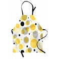 thumbnail image 1 of Yellow Polka Dot Apron, Pattern of Stripes Circular Shapes and Mini Spots, Unisex Kitchen Bib with Adjustable Neck for Cooking Gardening, Adult Size, Mustard Charcoal Grey, by Ambesonne, 1 of 4
