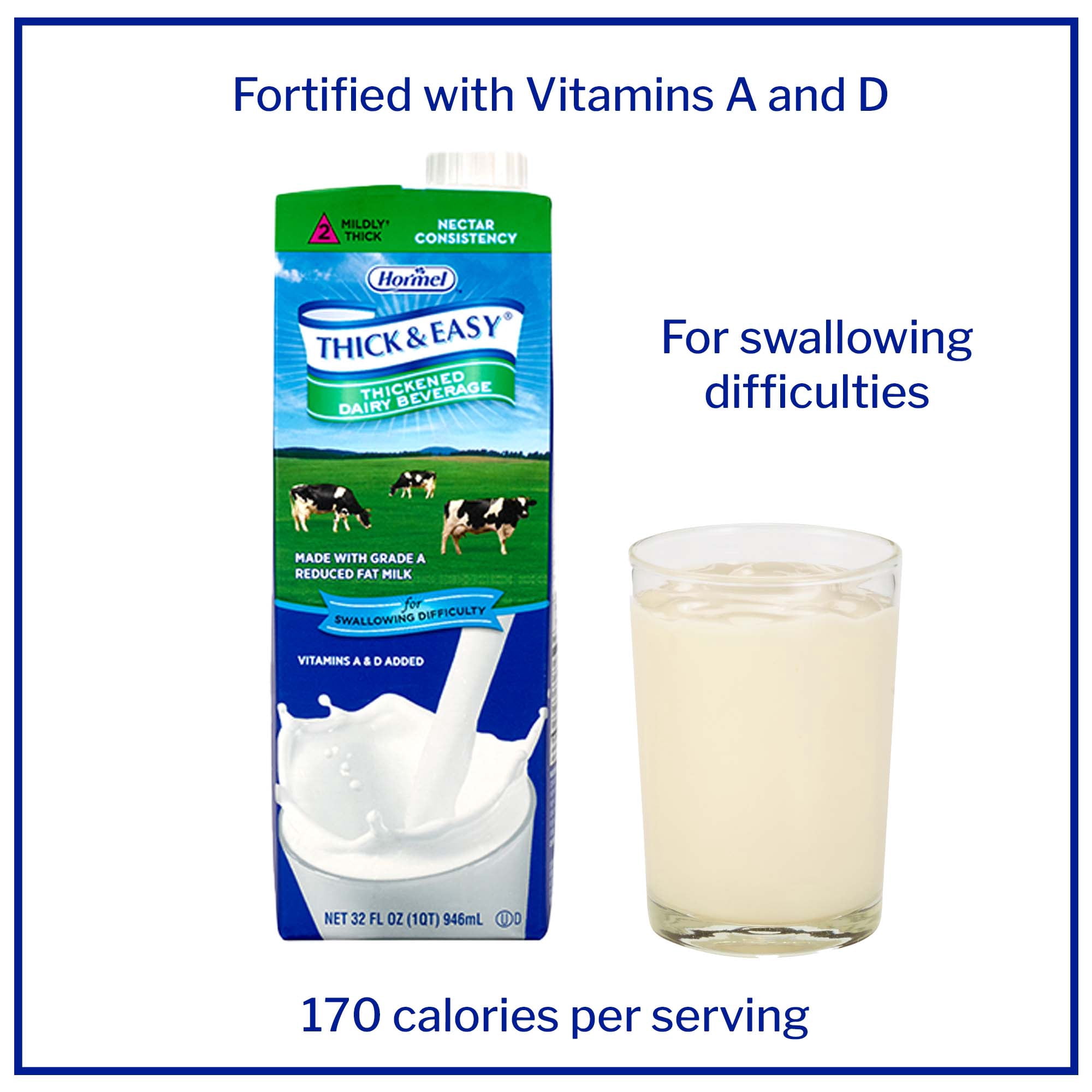 Hormel Thick & Easy Thickened Dairy Drink, Milk Flavor, Level 2