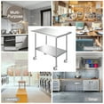 thumbnail image 4 of PRIJESSE Stainless Steel Commercial Kitchen Prep & Work Table with 4 Casters (Wheels) - 36 L x 24 W Inches, 4 of 10