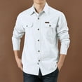 thumbnail image 2 of QATAINLAV Long Sleeve Shirts for Men Regular Fit Casual Work Blouse Button Down Cargo Shirts Lightweight Jackets Overshirt with Pockets White M Back to College Sale, 2 of 5