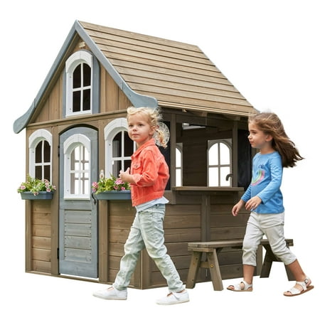 KidKraft Forestview II Wooden Outdoor Playhouse with Kitchen