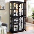 thumbnail image 4 of MDQMD Tall Curio Cabinet with Doors for Collection,Vintage Display Cabinet with Adjustable Shelves for Living Room,Black, 4 of 7