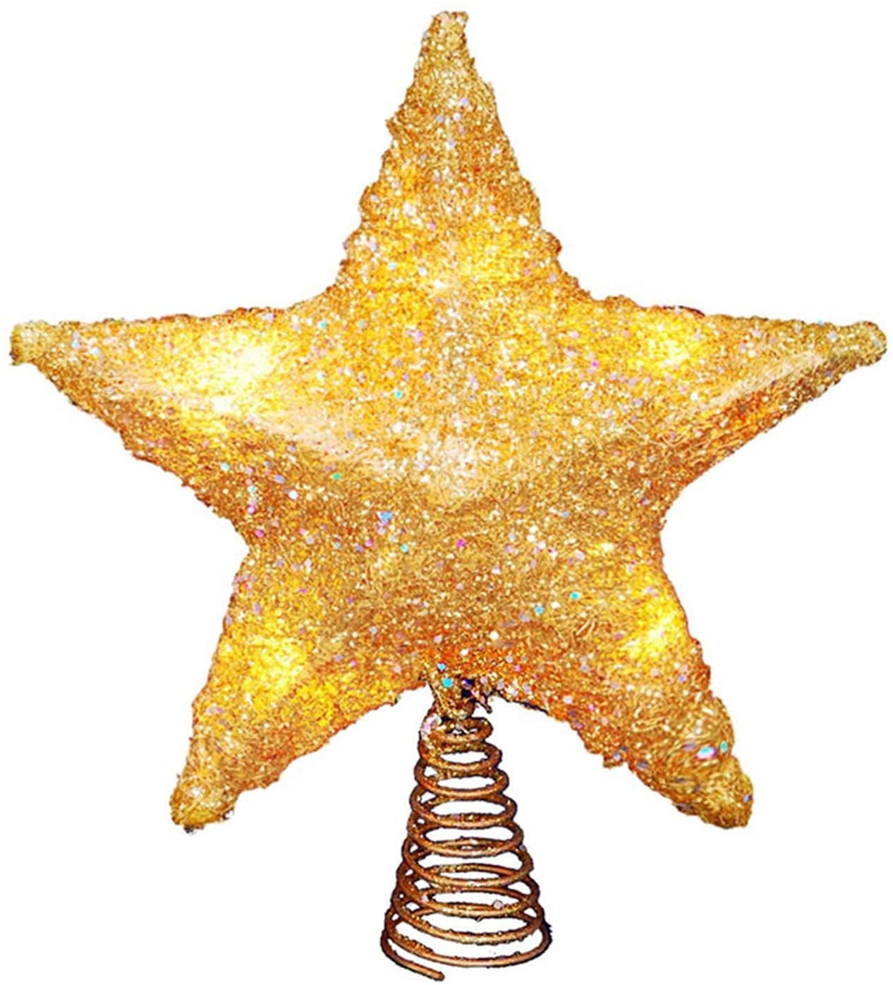 Christmas Tree Topper Star 10 Inch Glittering Gold Xmas Tree Ornament Indoor Party Home Decoration Fit for Ordinary Size Christmas Tree