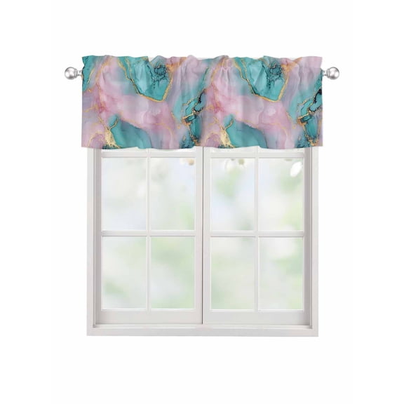 Valances for Windows Teal Pink Rod Pocket Cafe Window Treatments Valance Curtains for Kitchen Bathroom Laundry Basement Windows 60"x18"