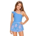 thumbnail image 3 of REDARER Girls Tropical Print Swimsuit Set, One Shoulder One Piece with Tree Skirt,7-8 Years, 3 of 3