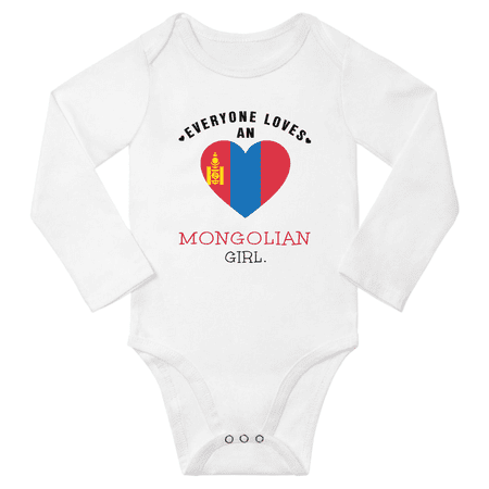 

Everyone Loves An Mongolian Girl Baby Long Slevve Jumpsuits (White 12-18 Months)