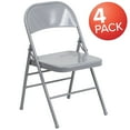 thumbnail image 2 of Flash Furniture 4 Pack HERCULES Series Triple Braced & Double Hinged Gray Metal Folding Chair, 2 of 9