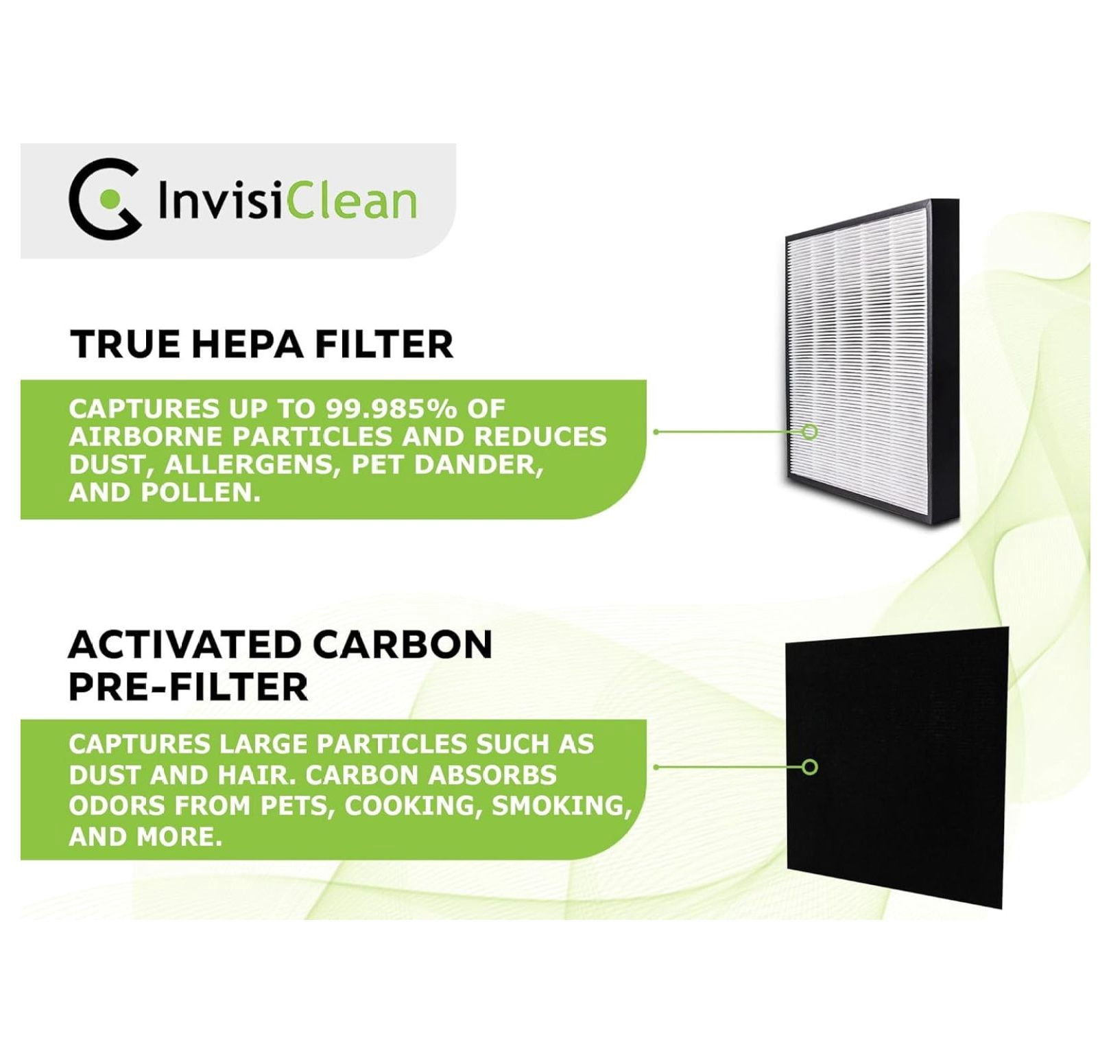 True HEPA Filter Replacement for Aura IC-5018 & Sensa IC-5120 Air Purifiers - Activated Carbon Prefilter Included - Reduces 99.985% of Dust, Pollen, Pet Dander