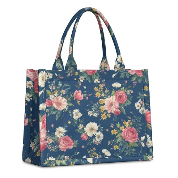 Large Capacity Tote Bag,Pioneer Flower Floral Print Pattern Handbag Fashion Luxury Tote Bag,15.7"x13"x 5.1" Inches,Laptop Compatible