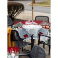 thumbnail image 4 of Outdoor Tablecloth with Umbrella Hole and Zipper, Red Gnomes Christmas Square Table Cloth 54x54 Inch Waterproof Tablecloth, Xmas Tree Snowflake Winter Holiday Picnic Table Cover for Patio Camping, 4 of 7