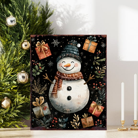 15in Christmas Table Decor | Indoor Party Decor | Vintage Snowman Tabletop Decoration |15x12in