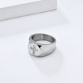 thumbnail image 2 of HIJONES Men's Stainless Steel Cubic Zirconia Inlaid Cross Ring 12MM Geometric Band Silver Size 9, 2 of 5