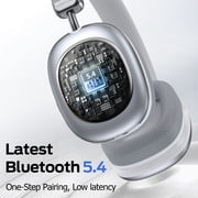Bluetooth Headphones Over Ear, 65Hrs Playtime Wireless Headphones,Bass Boosted by 90%,Lightweight Headset with Deep Bass, Clear Call with 4 Noise Cancelling Mics,Low Latency for Travel Work Cellphone