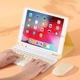 thumbnail image 3 of Funda con teclado y ratón para iPad Mini 4/5, funda de 7,9 pulgadas con teclado Bluetooth inalámbrico desmontable, portalápices, funda inteligente de cuero amarilla, 3 of 5
