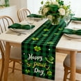 thumbnail image 5 of St. Patrick's Day Green Clover Shamrock Pattern Linen Table Runner Heat Resistant Stain Resistant Decorative Dining Table Accessory Dining Room Decoration, A, 1pc, 5 of 7