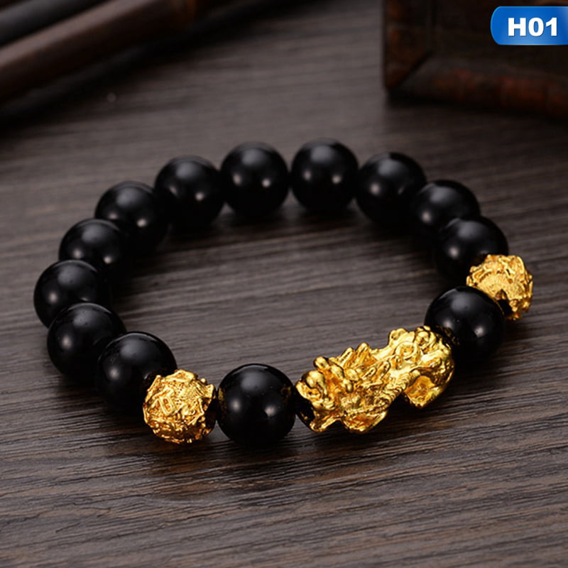 Pi Xiu Bracelet Feng Shui Black Obsidian Wealth Bracelet for Women 