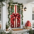 thumbnail image 5 of Antqov Christmas Door Cover Bow Winter Front Door Cover 35x71" Hanging Banner Photo Background Christmas Door Decoration for Home Party Supplies, 5 of 9