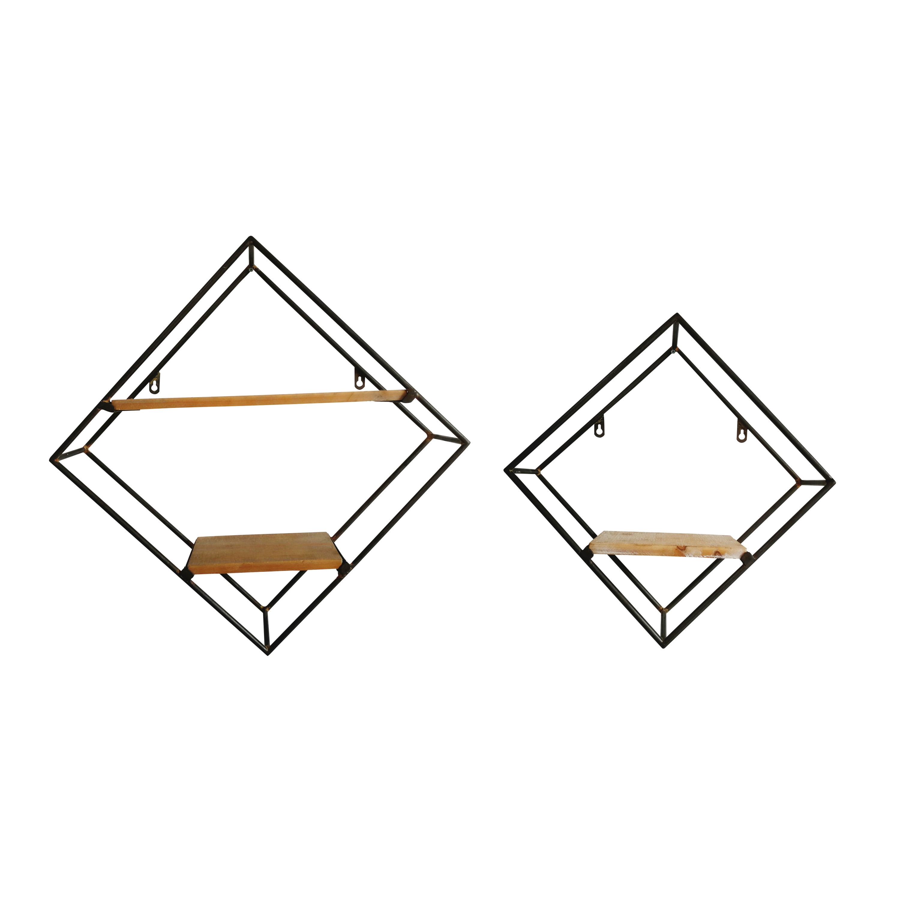 The Novogratz 12", 16"H Diamond 3-Tier Black Wall Shelf (2 Count)