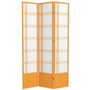 Red Lantern 7 ft. Tall Double Cross Shoji Screen - Honey - 3 Panels