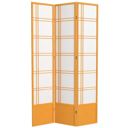 Red Lantern 7 ft. Tall Double Cross Shoji Screen - Honey - 3 Panels