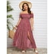 thumbnail image 4 of Vestido largo tipo A con hombros descubiertos y estampado floral estilo bohemio para mujer, 4 of 5