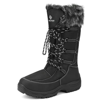 

Dream Pairs Women s Winter Waterproof Warm Faux Fur Mid Calf Snow Boots Outdoor Hiking Boots Maine Black Size 8