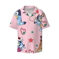 thumbnail image 2 of Lsque Bluey print Men's Cuban Collar Short Sleeve Shirt Summer Beachwear Casual Button Down Fashionable Vacation Leisure Shirt-4X-Large, 2 of 7