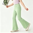 thumbnail image 5 of Nilvkv Girls Flare Pants, Leggings for Girls, Ice Silk Solid Bell Bottoms with Elastic Waist for Summer Casual Wear Green 5-6 Years, 5 of 8