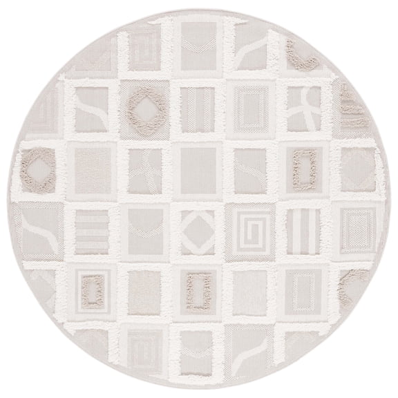 SAFAVIEH Trends Jayme Geometric Area Rug, Beige/Ivory, 6'7" x 6'7" Round