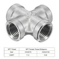 thumbnail image 4 of Unique Bargains 1/4 NPT Female Thread Cross Pipe Fitting Hose Adapter 304 Stainless Steel, 4 of 5