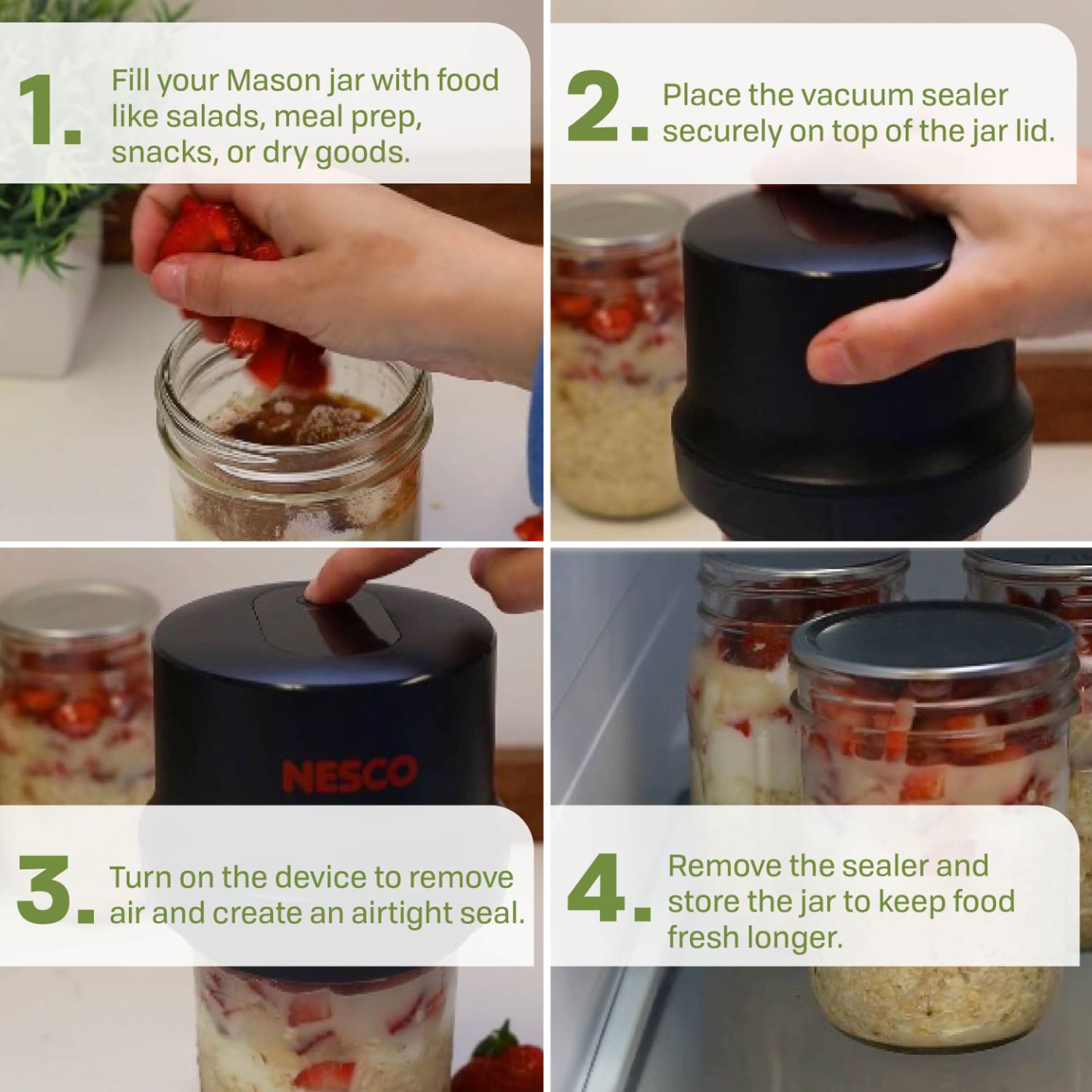 NESCO Electric Mason Jar Vacuum Sealer with 10 Lids photo 6