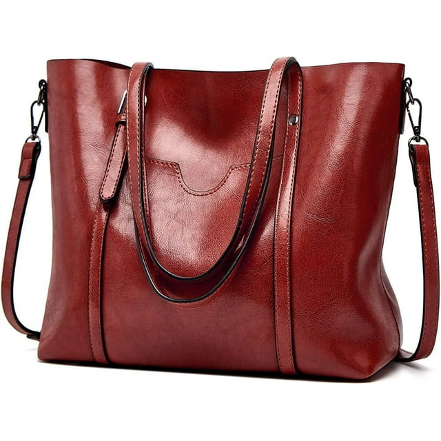 LHSHIDU Faux Leather Tote Bag for Women Large Capacity Handbag Top Handle Satchel Fashion Shoulder Bag Crossbody Bag Purse