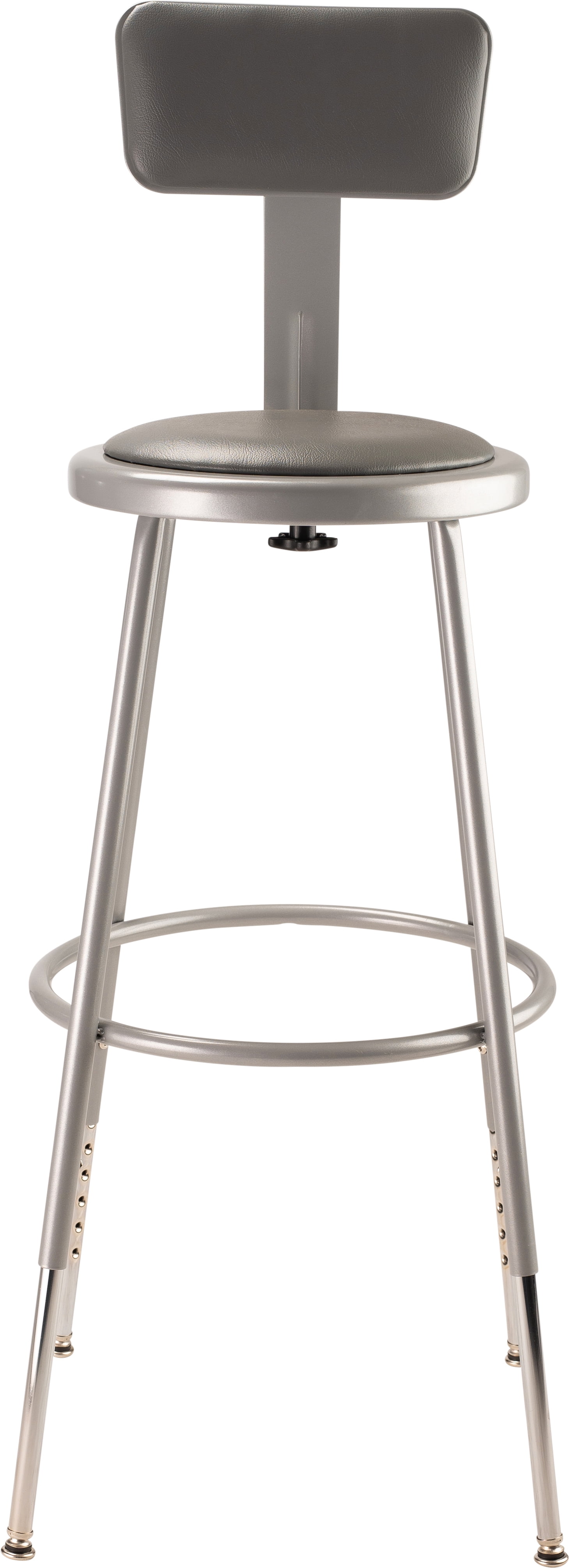 (Pack of 2) NPS 25 -33" Height Adjustable Heavy Duty Vinyl Padded Steel Stool With Backrest, Grey