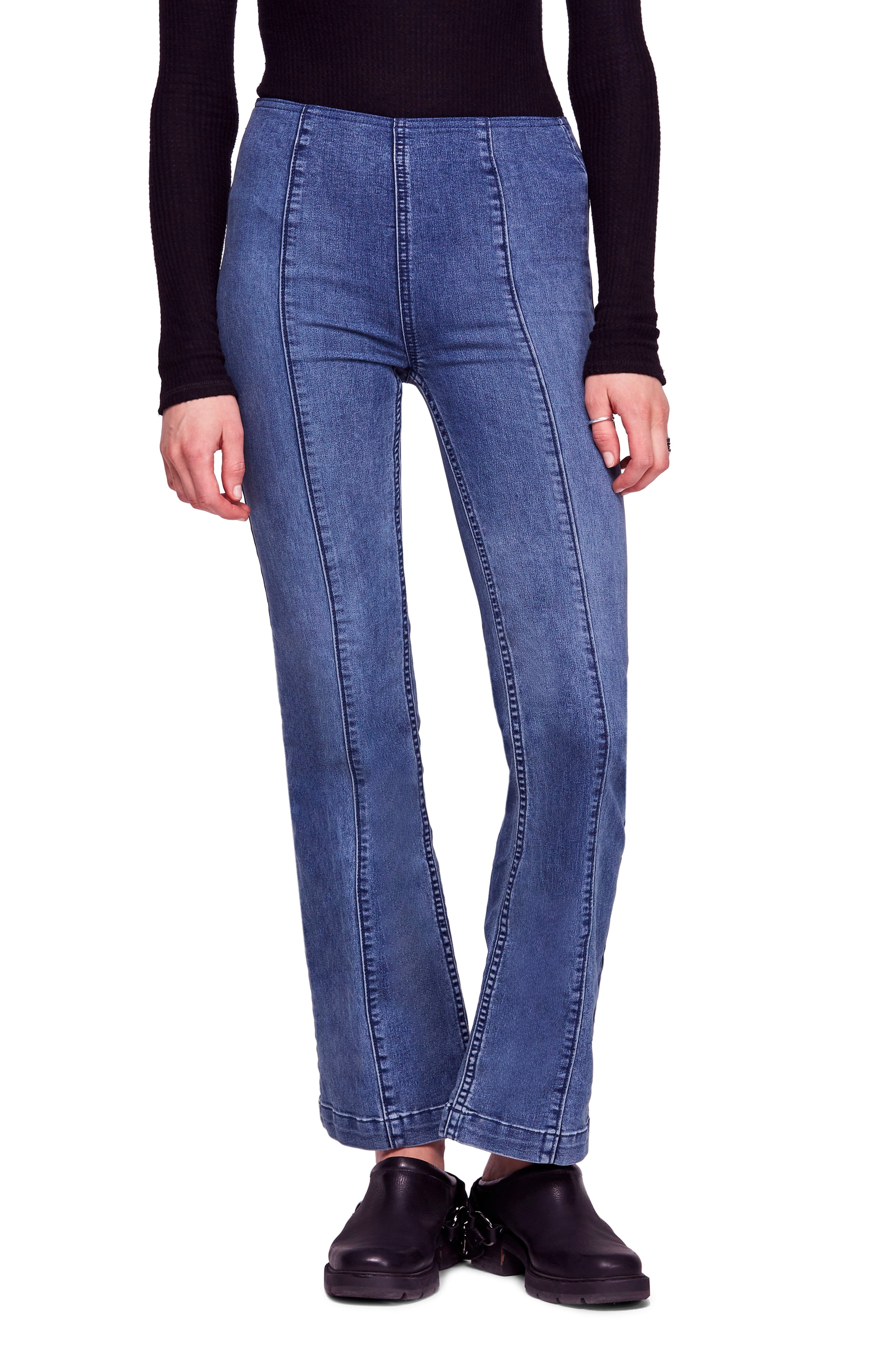 slim pull on flare jeans