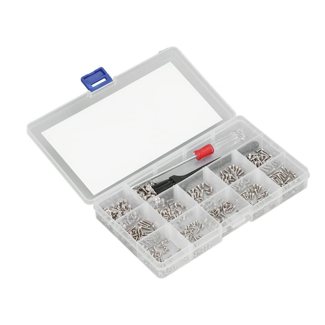 600Pcs Ordinateur Vis Assortiment Kit Micro Tête Plate M2 M2.5 M3 avec Brosse de Tournevis (Argent)