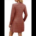 thumbnail image 3 of Vestido Tipo Suéter de Punto de Larga para Mujer, Estilo Túnica Informal con Cuello en V, Conjuntos de Moda para Otoño. Color Chocolate XXL, 3 of 7