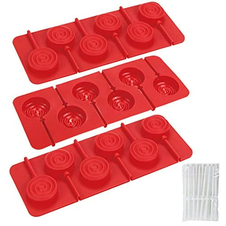 

Webake Lollipop Mold With Sticks 3 Pack Sucker Molds Chocolate Hard Candy Molds Silicone 6 Cavity Swirl Lollypop