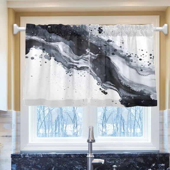 Ryvnso Splash Art Pattern Half Curtains Sets Tier 2 Panels Short Curtain Rod Pocket 27"W x 24"L