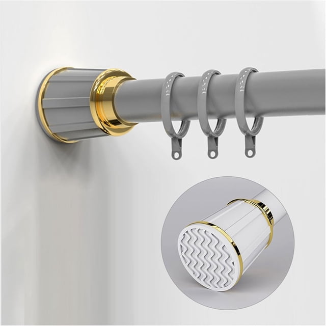 16-197 Inch Extendable Curtain Rod Tension Rod Rustproof For Hanging And Moving Shower Curtain No Drilling/Anti-slip/Rustproof (Carbonizedcolor : Gray, Size : 122""-158"")