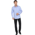 thumbnail image 2 of iClosam Men's Dress Shirt Regular Fit Solid Buttondown Work Shirt, Light Blue, 2 of 8