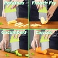 thumbnail image 5 of Crinkle Cutter,Topboutique French Fry Slicer,Large Stainless Steel Potato Knife Cutter,Potato Chips Chopper,Fruit Vegetable Wavy Chopper for Carrots,Butters,Crinkle Slicer,Green, 5 of 8