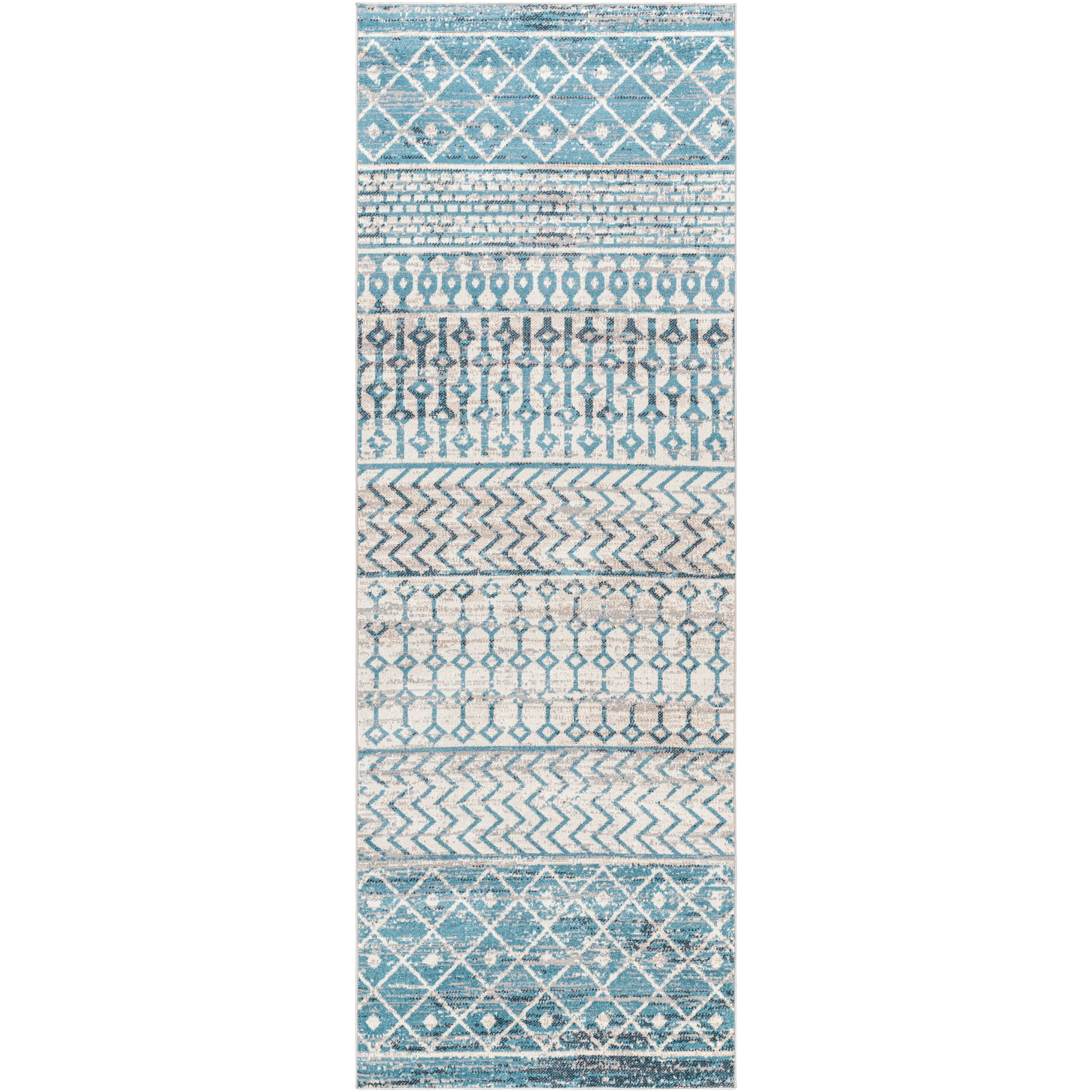 Livabliss Washable Rugs for Living Room, 3x7 Lavadora Global Ink Blue Runner Area Rug, Bedroom Dining Room Home Decor Stain Resistant Carpet (2'7" x 7'3" Runner)