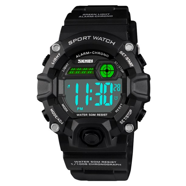 Reloj despertador impermeable para niños Worallymy cronómetro con retroiluminación LED reloj de pulsera con pantalla Digital y esfera redonda de estilo deportivo para niños Worallymy JD735808352
