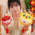 thumbnail image 5 of Kiskick Fluffy Dragon Pendant Dragon Plush Pendant Year of 2024 Mascot Cute Embroidery Pattern Chinese Zodiac Dragon Soft Stuffed Hanging Ornament Home Party, 5 of 8