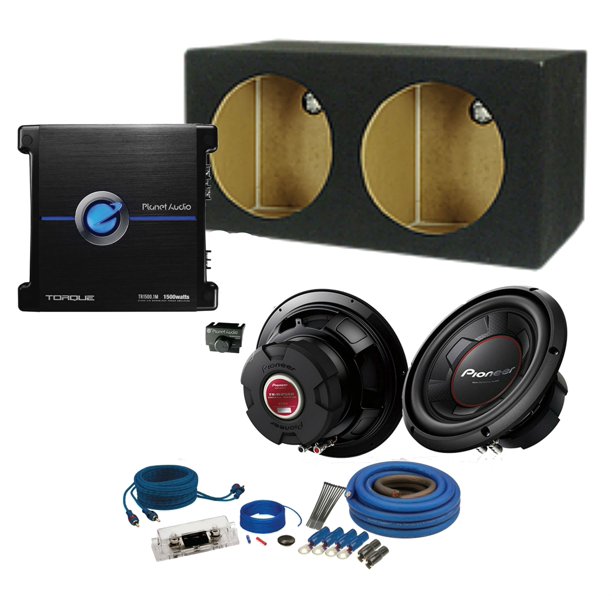 Two Pioneer TSW256R 10" Subwoofers with dual 10" subwoofer Enclosure