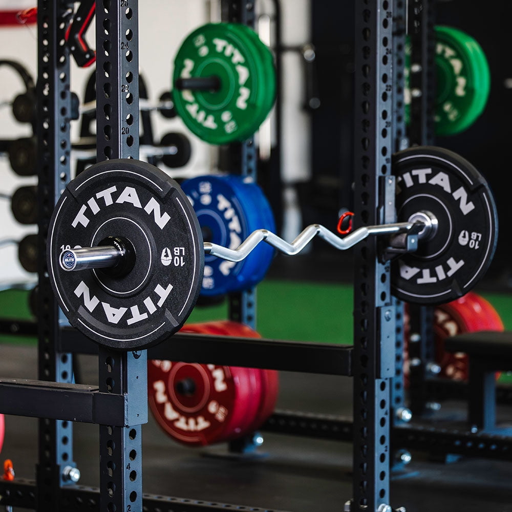 Titan Fitness Elite Series Rackable EZ Curl Bar, Rated 400 LB, Olympic EZ Curl Bar