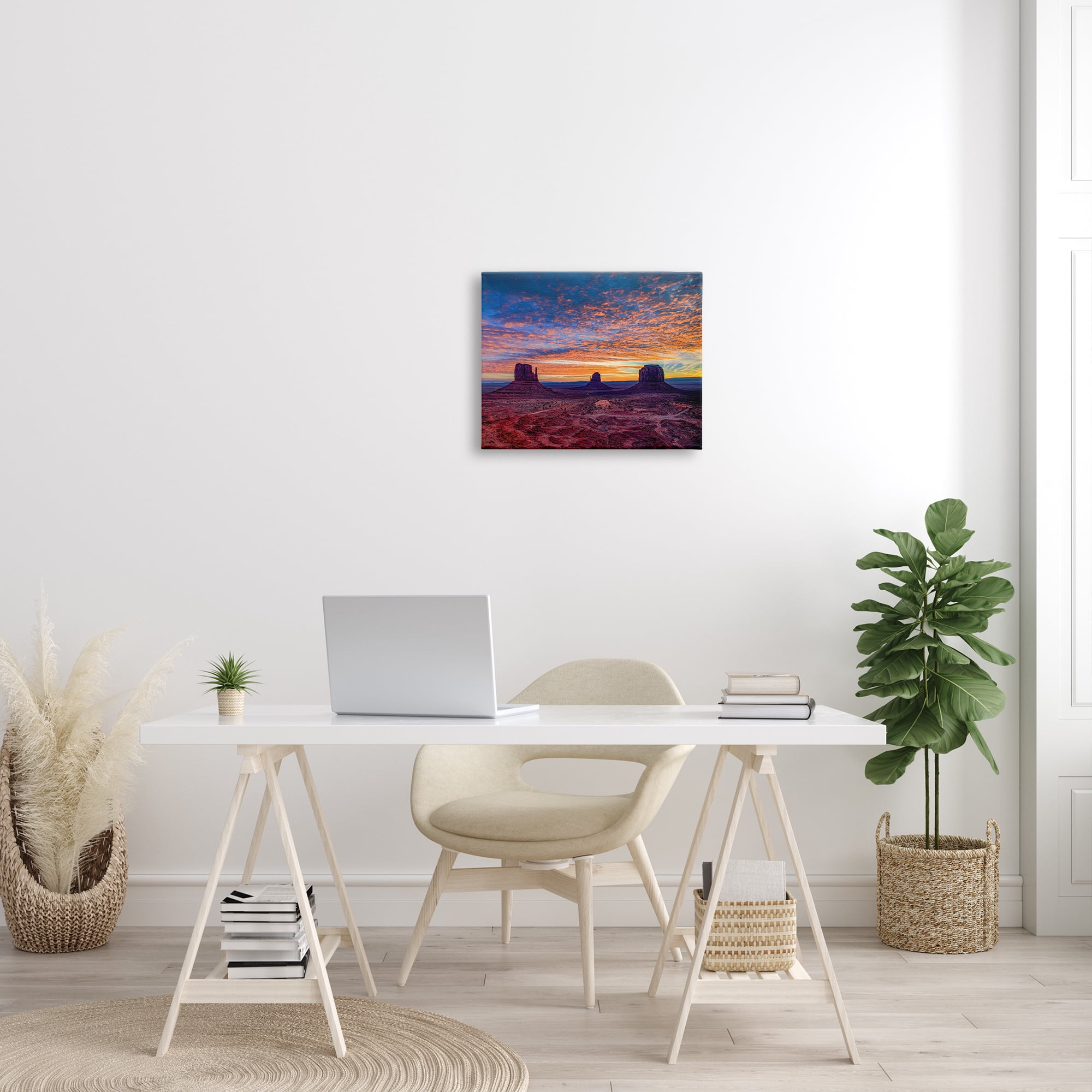 Stupell Industries Mesa Buttes Desert Canyon Radiant Orange Sunset Photograph Gallery Wrapped Canvas Print Wall Art, Design by Andy Crawford Photography