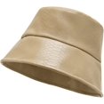 thumbnail image 6 of CoCopeaunts Leather Bucket Hat Four Seasons Casual All-Match Men Fisherman Hat Out Sun Protection Camping Basin Hat for Women, 6 of 8