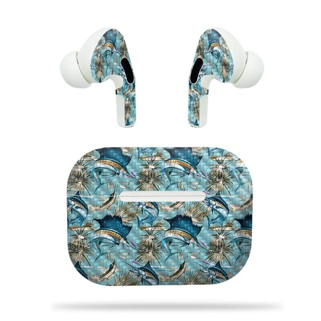 MightySkins Carbon Fiber Skin for Apple Airpods Pro - Abstract Wood | Textured Carbon Fiber Finish | Easy to Apply, Remove, and Change Styles | Made in The USA